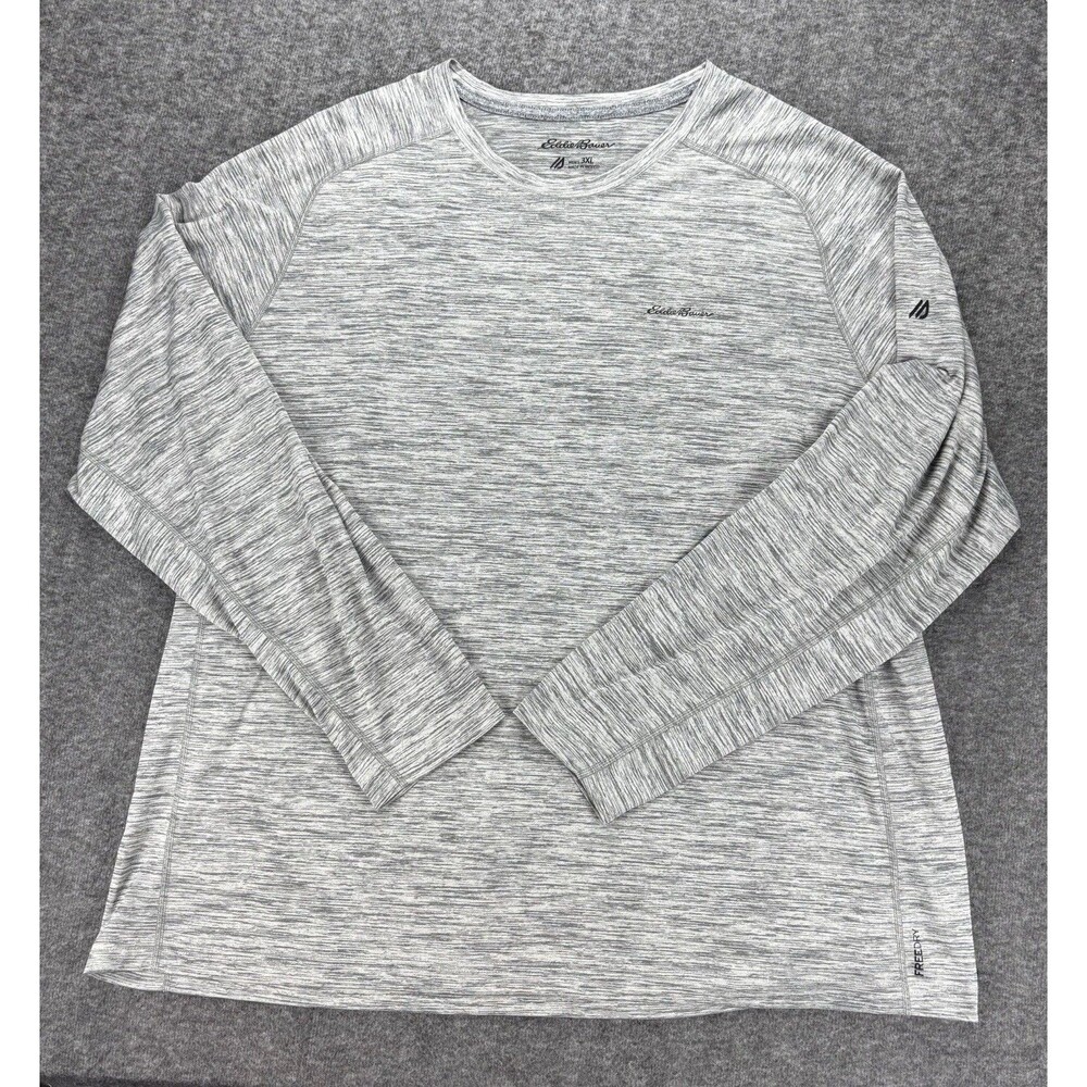 Eddie Bauer FreeDry Mens 3XL Long Sleeve Shirt Gray Space Dye Performance